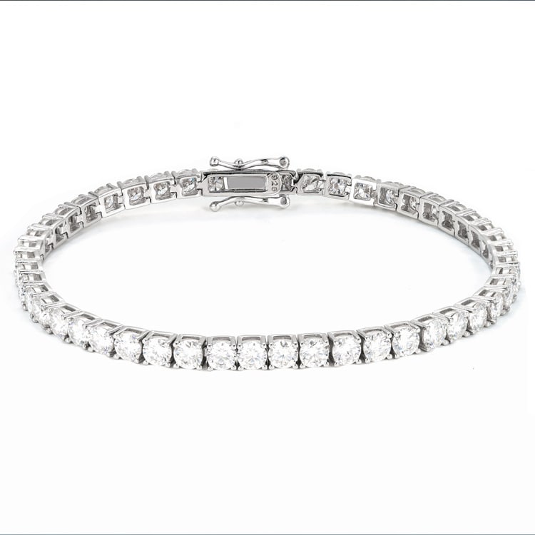 4mm moissanite diamond tennis bracelet for men white gold thin background