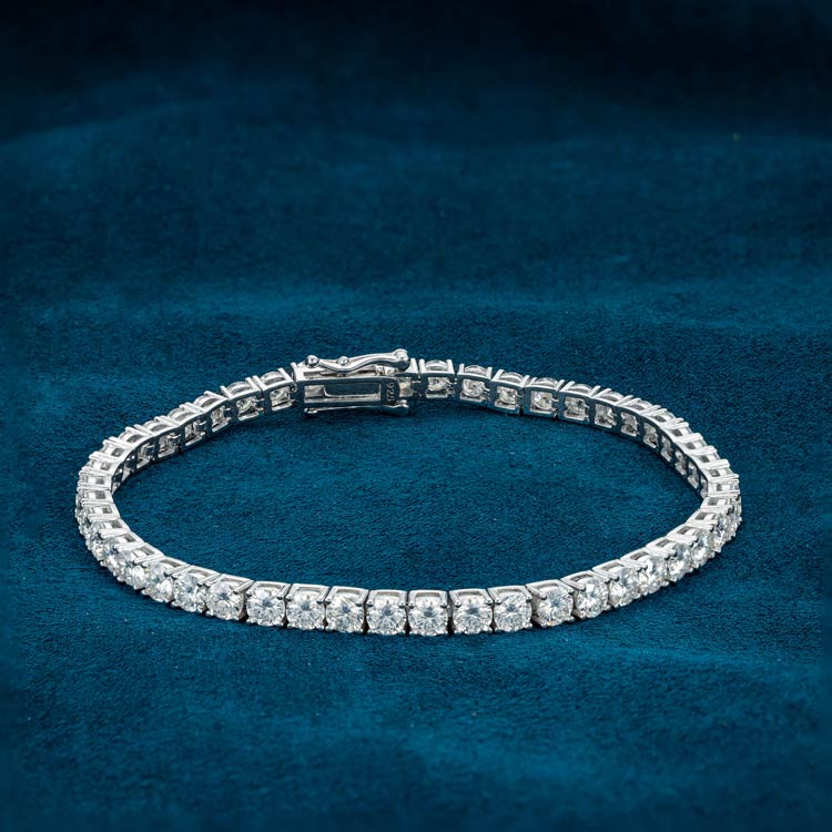 4mm moissanite diamond tennis bracelet for men white gold thin side