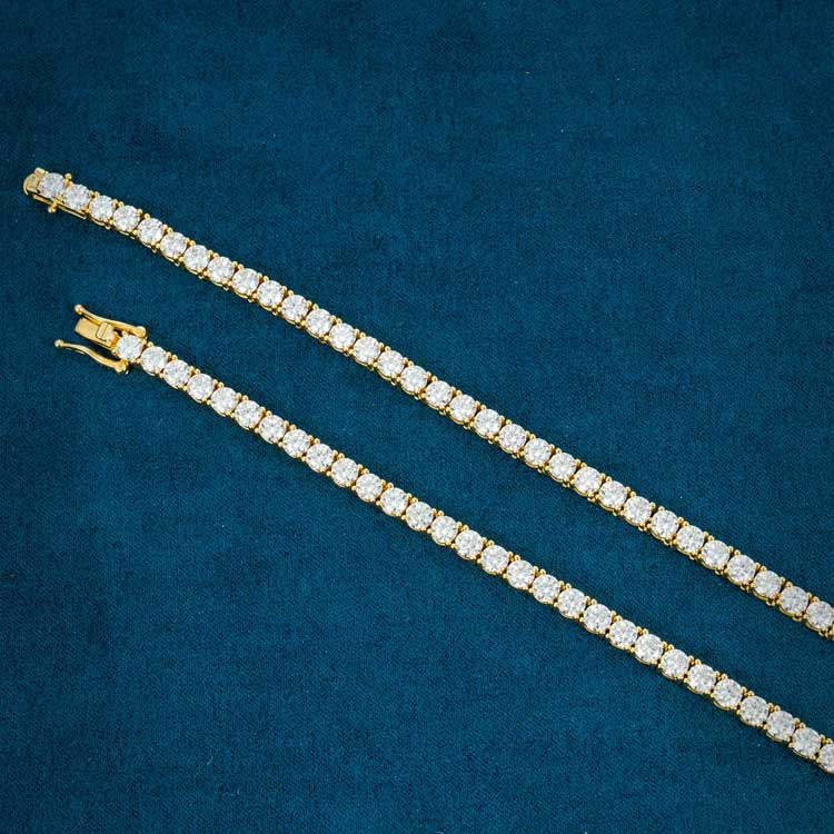 4mm moissanite diamond tennis necklace chain iced out vvs yellow gold lenght