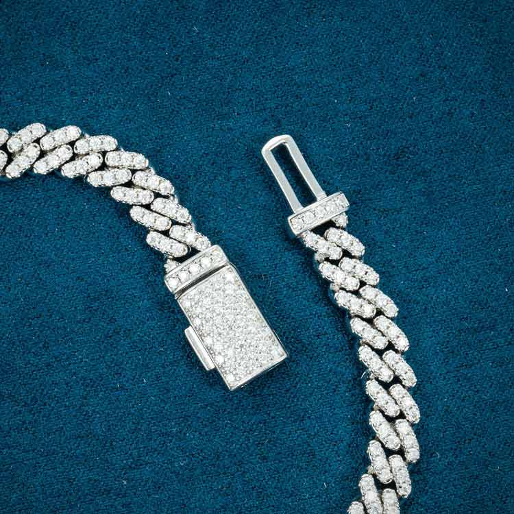 6mm moissanite cuban link bracelet vvs diamonds ice clasp open