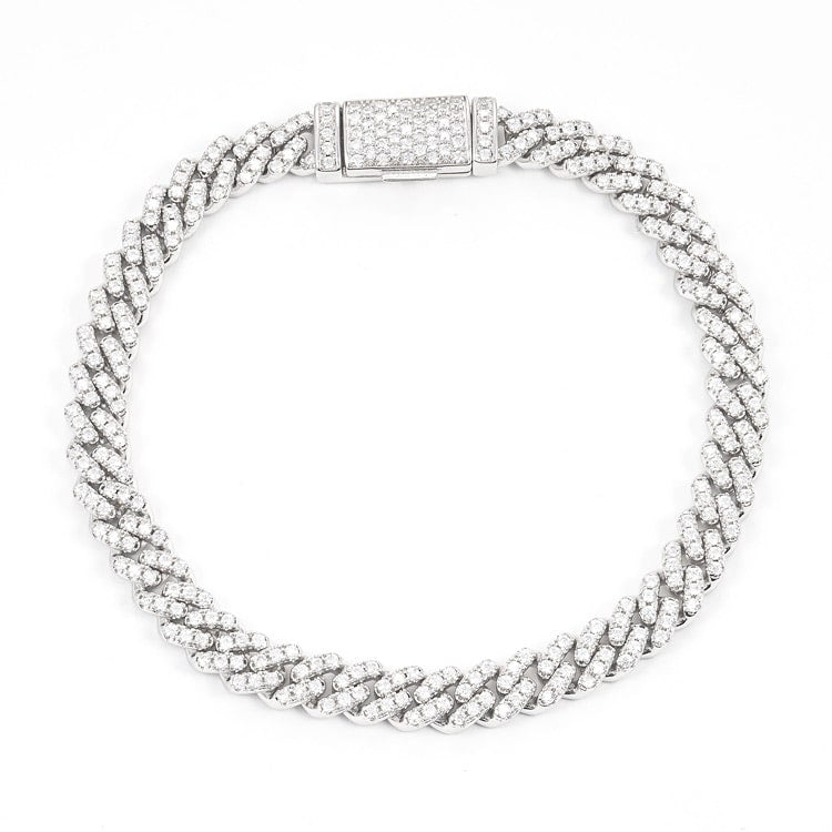 6mm moissanite cuban link bracelet vvs diamonds ice white