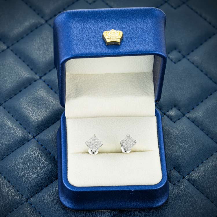 Large Real Solid 10k White Gold Iced Kite Moissanite Earrings Pass Diamond  Test