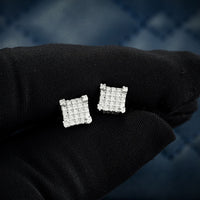 6mm moissanite square cluster stud earrings iced out hand