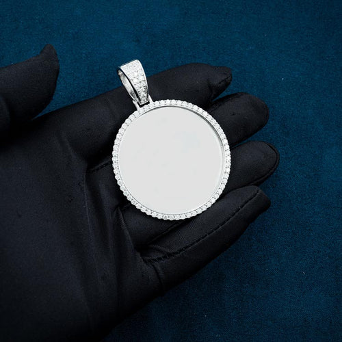 custom moissanite photo pendant picture white gold hand