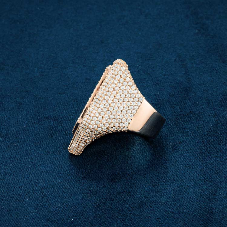 custom moissanite ring rose gold design side