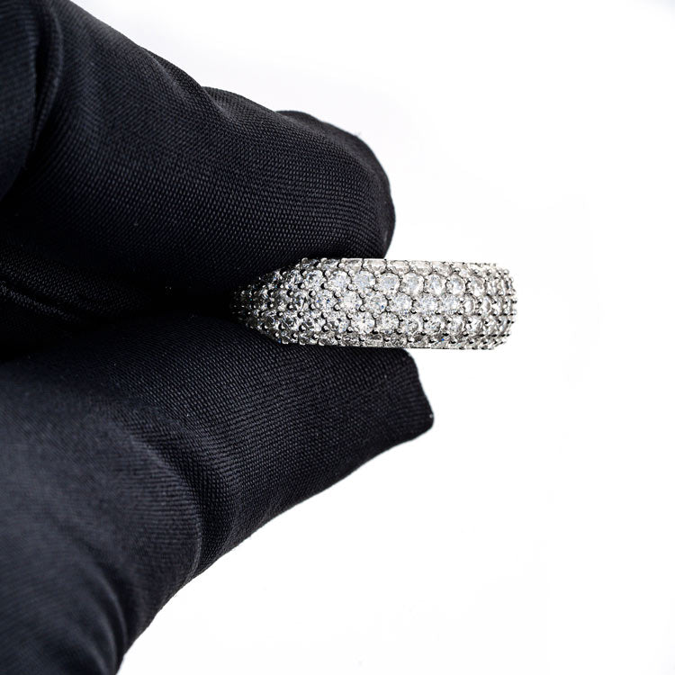 Moissanite 5 rangs diamants glacés anneau pour hommes or blanc main