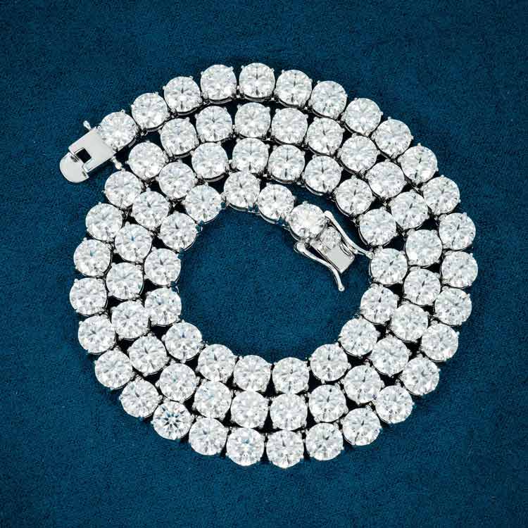 Tennis Moissanite Diamond String Chain UNISEX Pure Silver 18Kt White G –  Luxury Souvenir