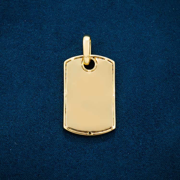 Moissanite Dog Tag Pendant 14K Gold