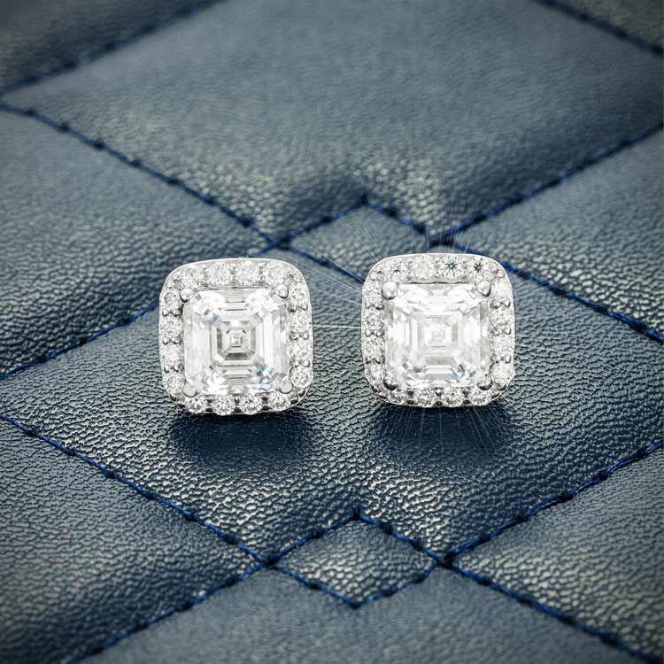 Offers Gold ^ Silver Square Moissanite Earrings