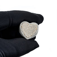 moissanite heart shaped signet iced out ring white gold hip hop hand