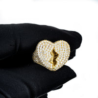 Yellow gold moissanite broken heart ring for men hand