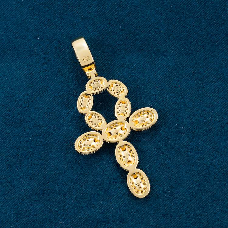 yellow gold moissanite diamond cross ring 14k yellow gold for men back
