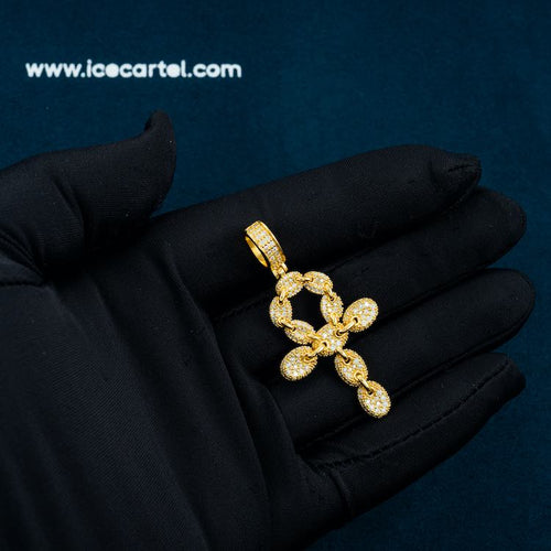 Gelbgold Moissanit Diamant Kreuz Ring 14k Gelbgold für Männer Hand